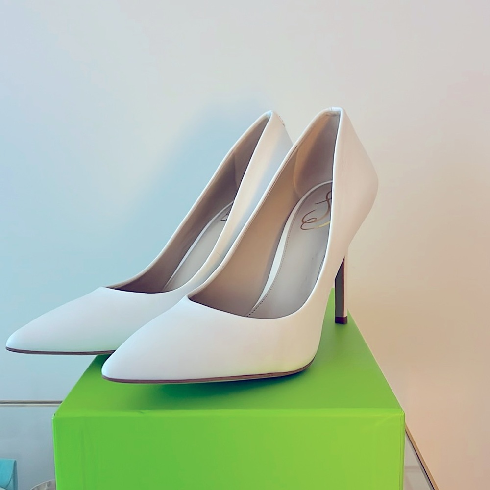 Sam Edelman Hazel Pump. Bright White Leather. Tried On.
